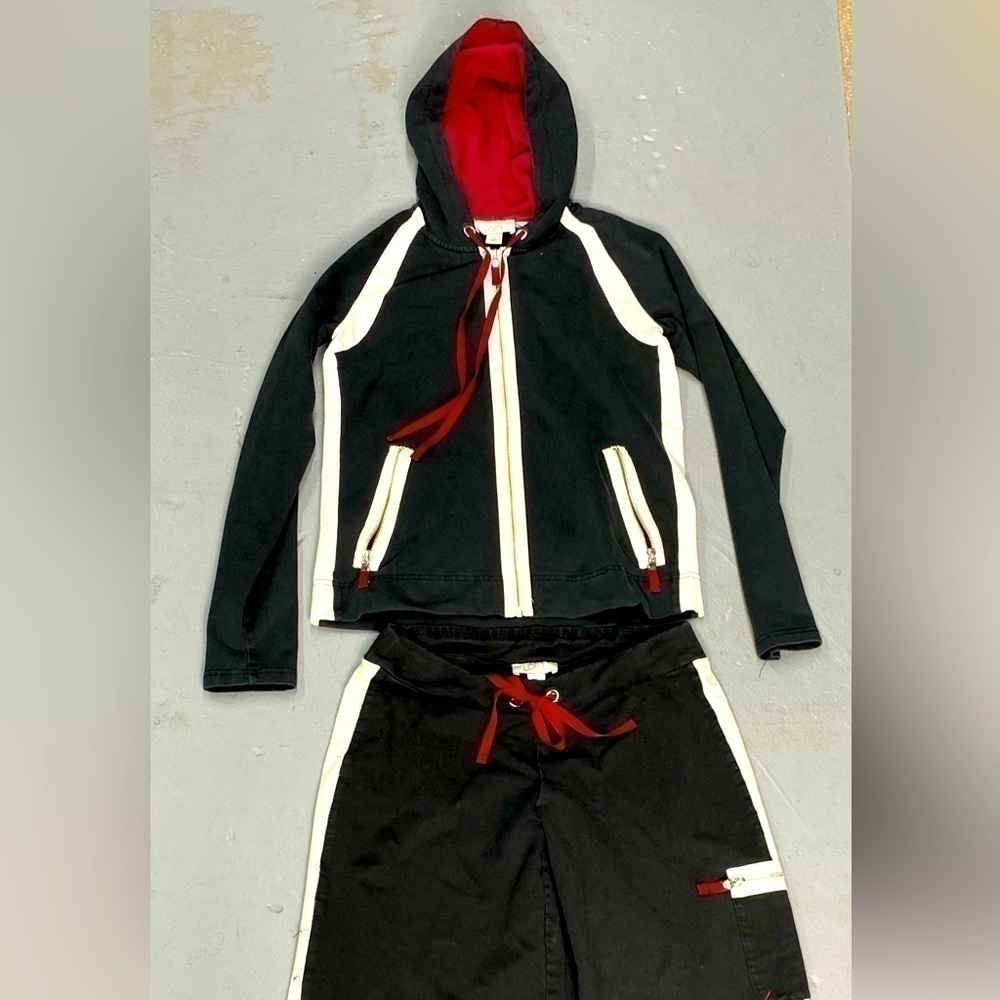 Ann Taylor loft small XS track suit sweatsuit Black